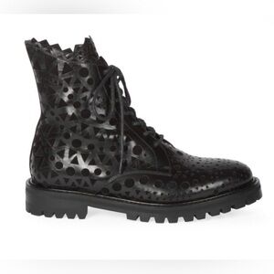 Alaia Laser Cut Leather Combat Boots